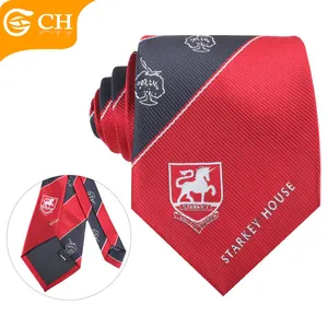 Mens Fancy Poliestere Cravatta Scuola Aziendale Personalizzato Logo Tessuto Fatti A Mano Collo Cravatta