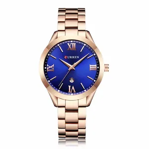 CURREN-montre à Quartz pour femmes, de luxe, en or Rose, horloge, nouvelle collection 9007