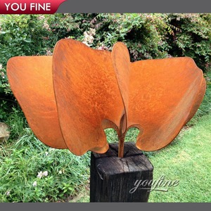 Sculpture d'arbre en métal abstrait de grande taille pour l'extérieur, statue de forêt en corten - Product Image 6
