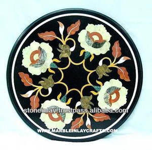 Black Handmade Antique Marble <b>Stone</b> <b>Table</b> <b>Top</b> - Product Image 1