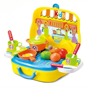 Educational cookware pretend play kitchenware toys kids kitchen set in suitcase