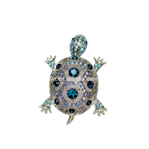 Broche Infantil de Aleación Plateada con Cristales Azules en Forma de Tortuga, Ideal para Regalos de Boda, Broche de Animalito de Cristal - Product Image 6