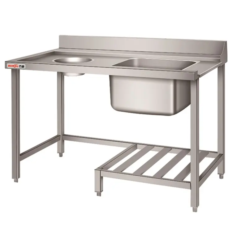 Industrial Kitchen Dishwasher Bench Stainless Steel Restaurant Dishwasher Utility Sink Table Supply China Factory