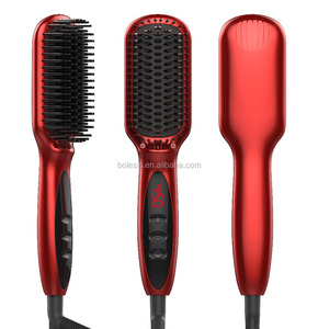 Nouveau Design Fabricant Privé Étiquette 2 dans 1 Anion LCD Électrique Rapide Cheveux Lisseur Brosse - Product Image 5