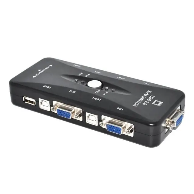 Новый 4-портовый концентратор USB 2,0 KVM VGA/SVGA адаптер для подключения принтера Intelli клавиатуры мыши 4 компьютера используют 1 монитор