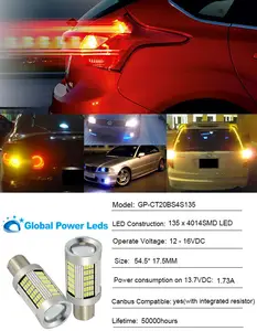 55w مصباح هالوجين لمبة بديلة 21w عكس led في Canbus لا خطأ p21w 1156 BA15S 4014smd led سيارة تشغيل الضوء