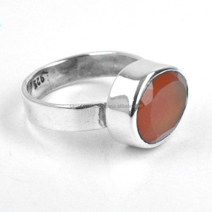 Bague Unique en argent Sterling 925 de cornaline avec pierres précieuses à facettes - Product Image 2