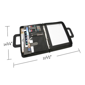 Alta calidad pu cuero cartera de negocios para el <span class=keywords><strong>hombre</strong></span> documento carpeta A4 cremallera cuero maletín con asa - Product Image 3