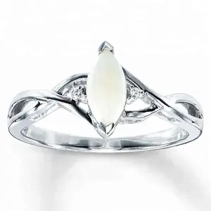 100% prata esterlina 925 austrália branco opala noivado marquise anéis