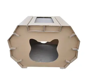 Eco-friendly indoor cardboard cat house for hot sale pet house cats