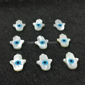 Ünlü türk nazar 10x14mm Hamsa Fatima beyaz anne inci kabukları takı yapımı boncuk