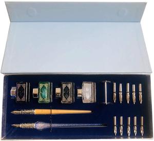 Penna di calligrafia Set Comprende Legno Dip Penna Antico Supporto di 11 Pennini, 4 Bottiglia di Inchiostro - Product Image 3