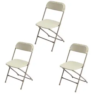 3-Pack Ivory Plastic Relax Folding Chair Silla Plegable