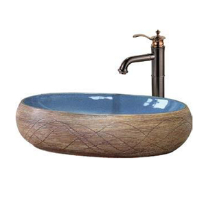 Oval Shape Blue Color Jingdezhen Ceramic Art Wash <strong>Basin</strong> - Product Image 2