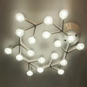 Moderne Witte Hexagon Sneeuwvlok 18 Dna Mobiele 27W Pmma Tak Netto Lijn Led Plafondlamp, M5012-18heads