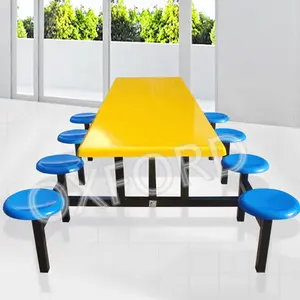 Tabouret rond de haute qualité pour huit tables à manger d'école FRP table à manger et chaise table à manger ensemble pour 8