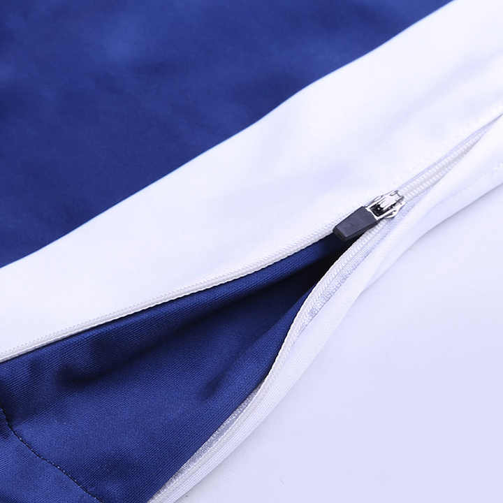 Design Your Own  Sublimation Men Sweatsuit Navy Blue and White Jogging Suits Long Zipper Running Wear Custom Mens Tracksuit