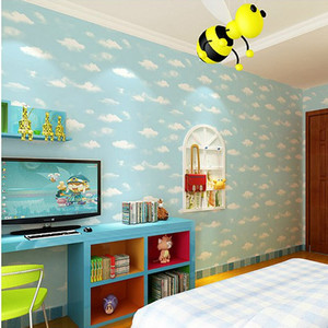 Cielo blu e <span class=keywords><strong>nuvole</strong></span> bianche carta da parati 3D non-tessuto carta da parati per bambini per i bambini - Product Image 3