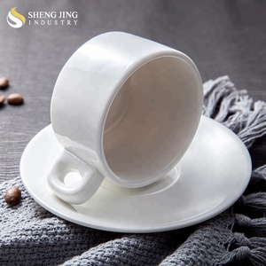 Tazas Para Cafe De Espresso เครื่องลายครามคาปูชิโน่,แก้วกาแฟและจานรองสำหรับโรงแรมโลโก้สีขาว