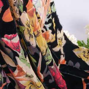 Nylon Et Rayonne Noir Tissé Imprimé Fleur Tissu Pour Robe - Product Image 6