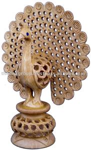 Sculpture sur bois antique Paon-1 modèle de sculpture animale dans le travail du bois artistique de style gravure - Product Image 2