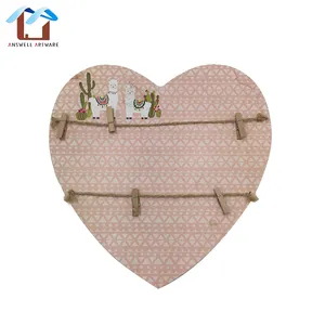 Marcos De Foto Hot Sale Cute Heart Shape Decoration Wall Hanging Wood Picture Frame Clip Board Photo Holder