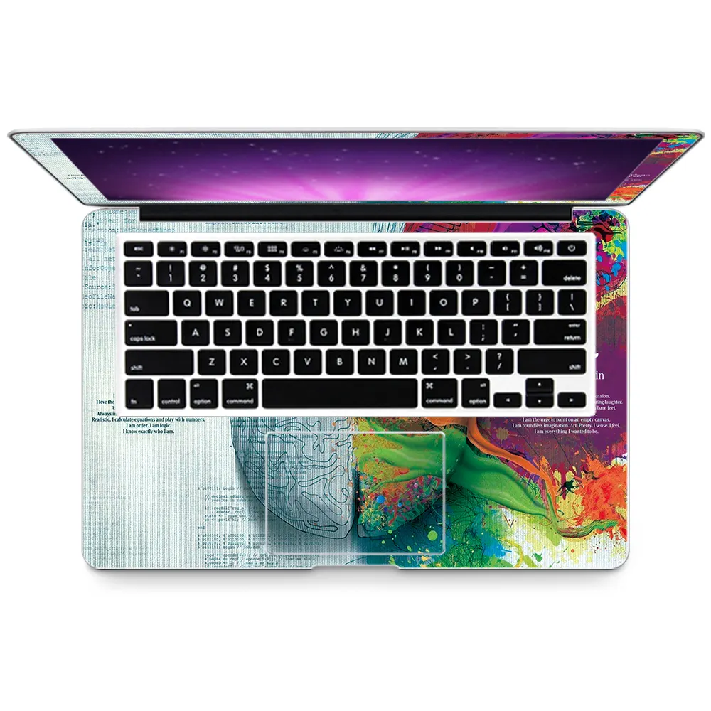 Yaratıcı beyin özelleştirilmiş tasarım kalıp kesim sticker cilt için macbook pro 13 15 dokunmatik bar ile A1707 1706 Laptop kılıfı sticker