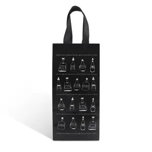 कस्टम मुद्रण मैट काले पीपी गैर बुना कपड़े ढोना पुन: प्रयोज्य शॉपिंग पैकेजिंग शराब की बोतल बैग के लिए उपहार