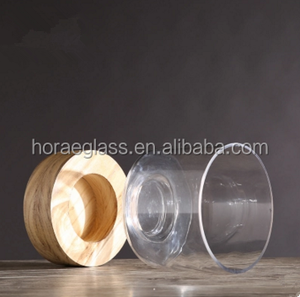 Tavolo idroponico moderno vetro nordico vaso di fiori con pianta artificiale vetro trasparente stampato con <span class=keywords><strong>Base</strong></span> in legno <span class=keywords><strong>Hurricane</strong></span> - Product Image 4