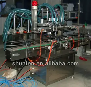 Automatic Piston 4-head Liquid Filling Production Line for water, beverage, oil, soap, honey, lotion (stainless steel)