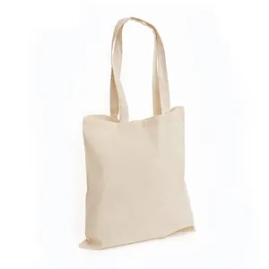 Lớn Đồng Bằng Trống Trắng Tùy Chỉnh Cotton Vải Canvas Mua Sắm Tote Bag Tái Sử Dụng