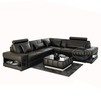 Sofá de Esquina de Cuero de Alta Calidad, Muebles Modernos Italianos para el Hogar, Sofá Seccional de Cuero Reclinable