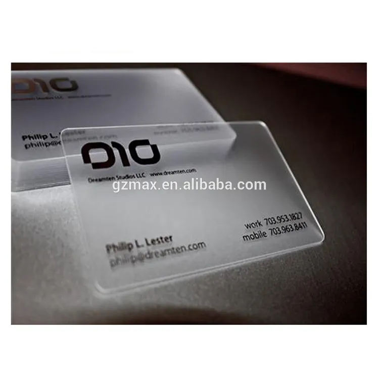 Прозрачная матовая пластиковая Визитная карточка 250 г/кв. М с изображением