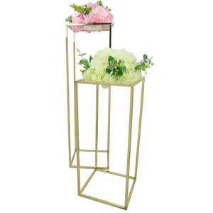 Декоративные цветочные вазы для свадебного торжества, металлическая прямоугольная подставка
