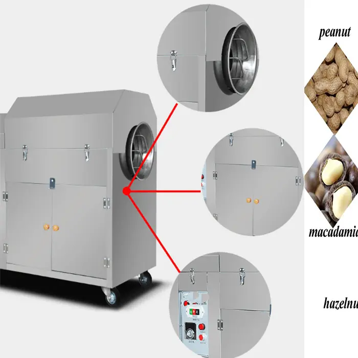 Wide application chestnut peanut macadamia nut roasting machine