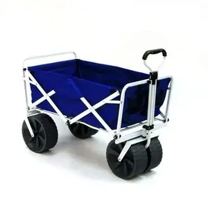 Twee Handgrepen 4 Wielen Strandwagen Met Strandzandwielen Inklapbare Opvouwbare Buiten Utility Wagon