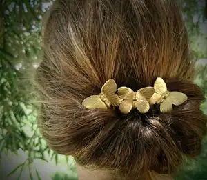 时尚欧洲复古银金蝴蝶发夹发梳珠宝为妇女头饰首饰
