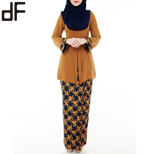 Kebaya-ropa personalizada de Muslimah para mujer, ropa islámica a la moda, con estampado Floral de Malasia, satén de poliéster, servicio OEM para adultos - Product Image 3
