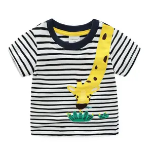 Groothandel grafische afdrukken kinderen peuter baby boy 100% katoen interlock korte t-shirt tee