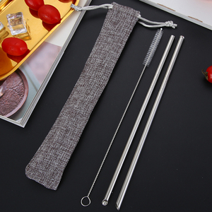 Accessori per Bar cannuccia conica in acciaio inossidabile con custodia in <span class=keywords><strong>lino</strong></span> e spazzola per la pulizia - Product Image 4