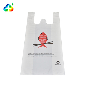 도매 맞춤형 로고 인쇄 생분해 성 포장 플라스틱 쇼핑백 티셔츠 손잡이 - Product Image 4