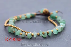 Alibaba.com Doble de las mujeres Brazalete de cuentas de jade Con campana de bronce joyería de jade pulsera al por mayor