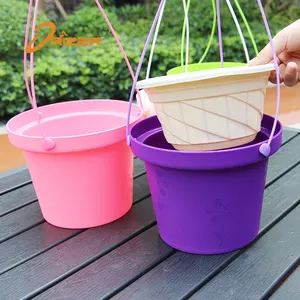Thick plastic flower pot cheap hanging basket supplier & plastic hanging basket pot