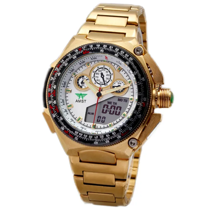 Luxury Mens Gold Watch Chronograph Japan Movement Automatic Watches 48mm Stainless Steel Back