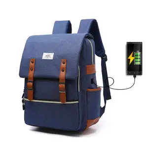 Của Phụ Nữ Rucksack Máy Tính Xách Tay Thời Trang Mới Ba Lô Cổng Usb Đen Nylon Ba Lô Túi