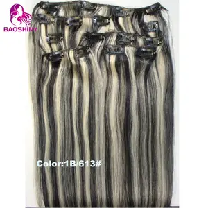 18 polegadas clip-em extensões do cabelo humano cor loira 7pcs grampo de cabelo humano em extensões