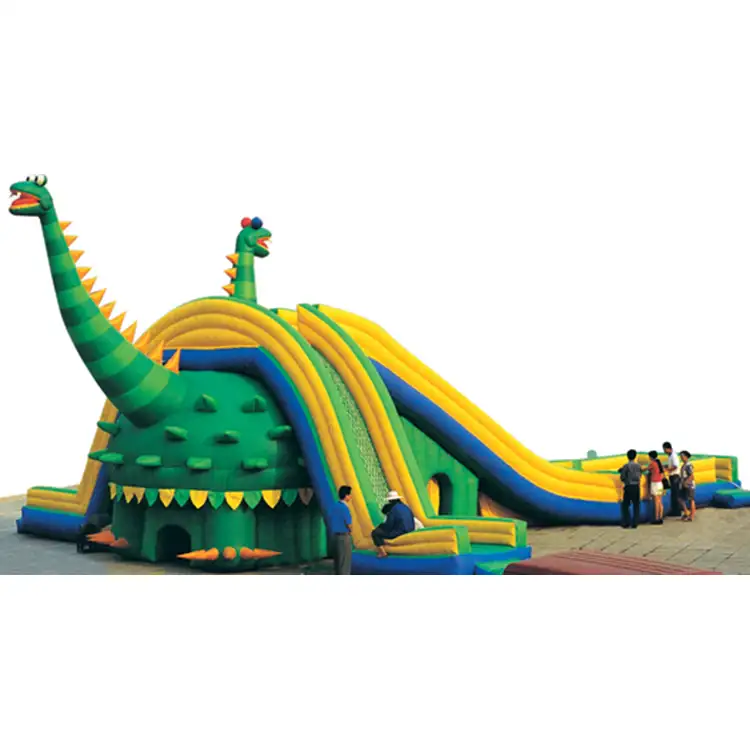 Özel dinozor tasarım şişme zıplama kalesi açık su Park kaydırağı oyun ekipmanları çocuklar için