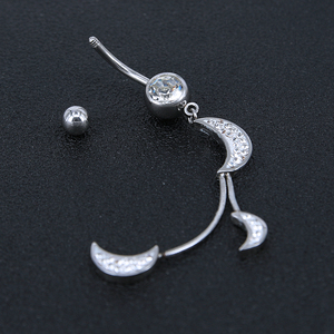 Chirurgisch staal penis navel piercing maan hanger opknoping navel ringen - Product Image 6