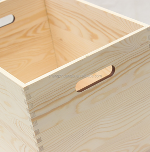Grande caisse de rangement en bois boîte en bois personnalisée avec poignée boîte de rangement en bois - Product Image 3