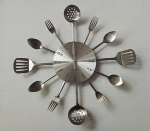 <span class=keywords><strong>Horloge</strong></span> murale décorative avec <span class=keywords><strong>fourchette</strong></span> et couteau, en métal, pour la <span class=keywords><strong>cuisine</strong></span>, nouveauté - Product Image 4
